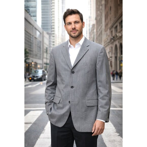 Burberry London 100% wool Men's Sport Jacket Size 46R Grey Blazer USA Union Made